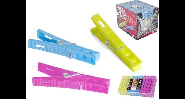 Wasknijpers kunststof in 3 kleuren set van 48 stuks