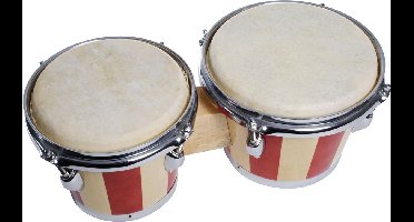 Fame DB-105 Bongos 7" + 8", Natural + rood Stripes - Bongo