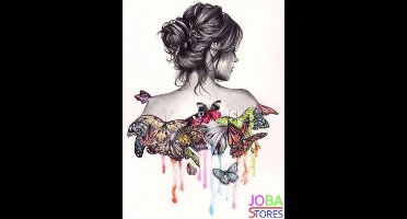 Diamond Painting "JobaStores®" Vlinder Vrouw 40x55cm - rond