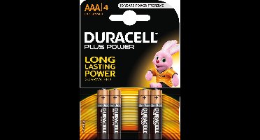 Duracell Plus Power AAA Alkaline Batterijen 4 Stuks