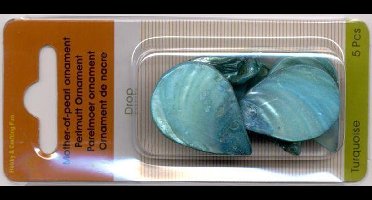 Parelmoer Druppel Ornament - Turquoise - 3 doosjes x 5Stuks