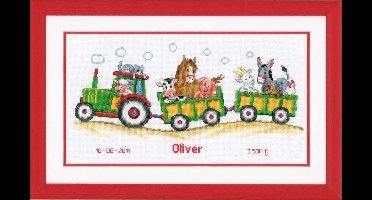 borduurpakket 70.341 tractor met dieren, geboorte