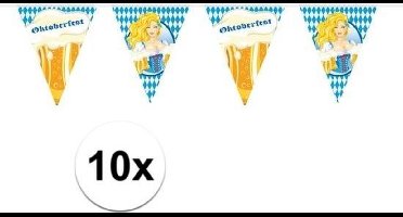 Oktoberfest - 10x Oktoberfest/bierfeest vlaggenlijnen/slingers met blonde dame 10 meter - Feestartikelen versiering