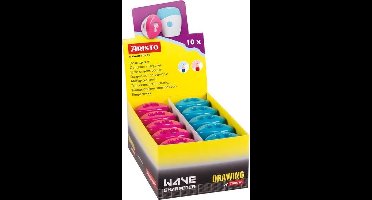 Aristo puntenslijper - Wave - display met 10 stuks - blauw en roze - dubbelgaats - AR-VD87677