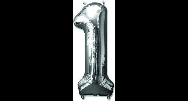 Haza Original Folieballon Cijfer 1 Zilver 92 Cm