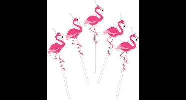 PARTYDECO - 5 flamingo party kaarsjes op prikkers