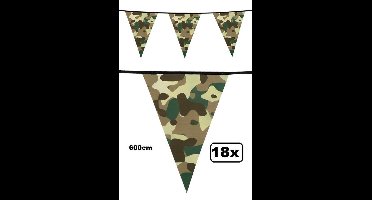 18x Vlaggenlijn Camouflage 6 meter - vlaglijn festival thema feest party leger