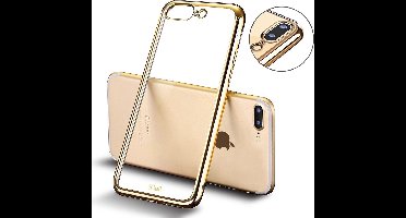 Hoesje Transparant geschikt voor Apple iPhone 7 Plus - Goud Siliconen TPU Hoesje Case