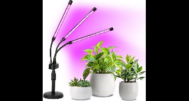 Plantenlamp | Groeilamp LED | 3-voudig | Flexibel | Met voet | 10 watt | 1,7m kabel | Incl. timer | Vitaro