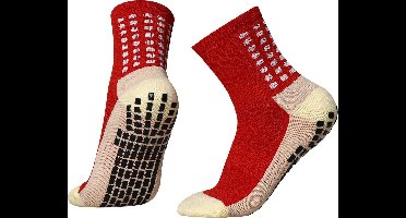 New Age Devi - Gripsokken Rood - Sportsokken - One Size - Anti Blaren - Compressie - Prestatie Verhogend - Voetbal Tennis Hardlopen Handbal - Sporten Fitness - Tennissokken