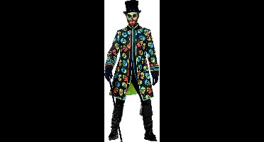 Wilbers & Wilbers - Spaans & Mexicaans Kostuum - Neon Schedelkoppen Jas - Man - Zwart, Multicolor - XL - Carnavalskleding - Verkleedkleding