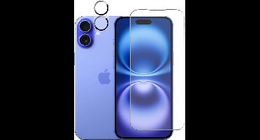 Tempered glass Screenprotector en Camera lens Protector Geschikt voor iPhone 16 - Beschermglas - gehard glas - 1+1 Stuk