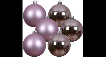 Decoris kerstballen - 24x stuks - 6 cm - lila paars -kunststof -kerstversiering
