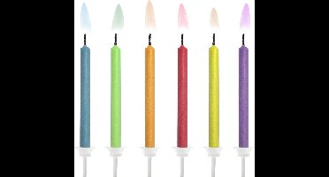PartyDeco - Taartkaarsjes gekleurde vlammen 6st.