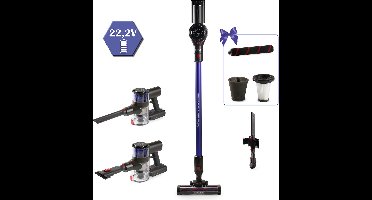PRIMO PR511SV 3-in-1 BLDC Steelstofzuiger Draadloos - Stofzuiger zonder zak - Kruimelzuiger - Max power 20 kPa - Blauw/Rood