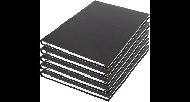 Schoolschriften - 5x - A4 - 80 pagina's - harde kaft - gelinieerd - zwart - notitieboek