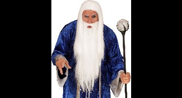 Pruik met witte tovenaars baard