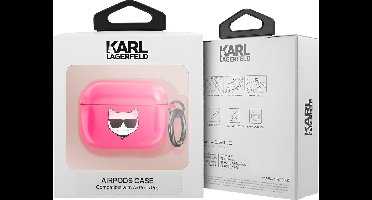 Karl Lagerfeld, Hoesje geschikt voor AirPods Pro - Choupette Transparant Siliconen, Fuchsia