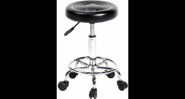 Lowander kruk op wielen - Tabouret - Draaikruk & Werkkruk - In hoogte verstelbaar - Zwart