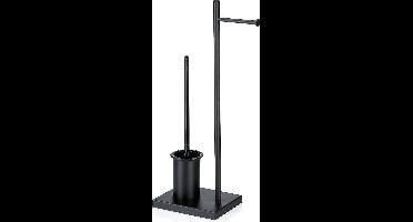 Toiletborstel -en Toiletrolhouder, Vrijstaand, 68 x 23 x 18 cm, RVS, Zwart - Kela | Devin
