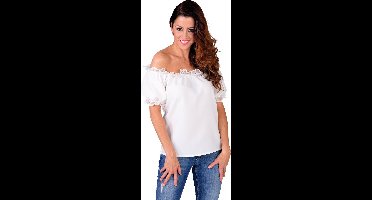 Verleidelijke Blote Schouders Blouse Creme Vrouw