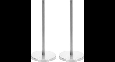 Set van 2x Rvs keukenrolhouders rond 15 x 33 cm - Keukenpapier houders