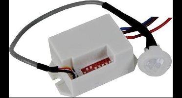 Perel Mini bewegingsmelder, PIR, 8 m detectiebereik, 100° detectiehoek, IP20, gebruik binnenshuis, inbouw, wit