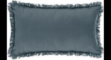 Kussen met franjes - 30 x 50 cm - Blauw