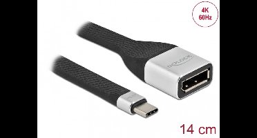 Delock FPC Flat Ribbon Cable USB Type-C™ to DisplayPort (DP Alt Mode) 4K 60 Hz 14 cm