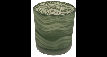 Theelichthouder Waves Groen D10xh12,5cm Glas