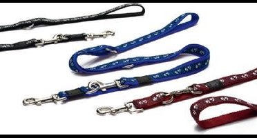 Nylon dressuurlijn, poot motief. Rood.