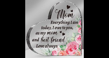 Cadeau voor moeder, cadeau voor vader, schoonmoeder, bonushart, dankbare verjaardag, acrylbord (moedergroen)