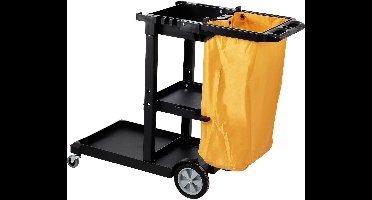 Schoonmaakwagen – Schoonmaaktrolley – Mopwagen – Schoonmaakkar – Dweilwagen – 3-laags met 95L duurzame PVC afvalzak – Hoogwaardig PP materiaal tot 90 kg draagvermogen