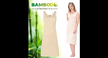 Bamboo Elements - Onderjurk Beige -S/M - EU 36-38 - Onderjurk Dames - Lang - Brede Bandjes - Jurken voor vrouwen - Nachtjapon - Nachthemd - Slipdress