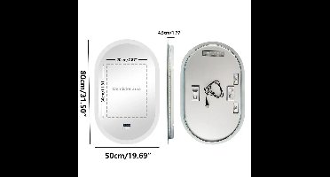 Badkamerspiegel – Ovale Spiegel – LED Spiegel – Verlichte Spiegel – Bluetooth Speaker – Anti-Fog – Instelbare Verlichting