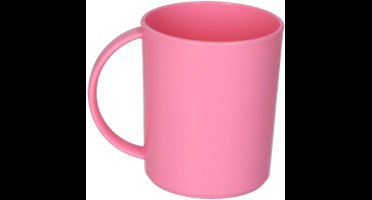 Plasticforte onbreekbare Drinkbekers - kunststof - 350 ml - roze - kinderen - camping- mokken