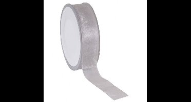 Zilvergrijs Organza lint 25 mm / 50 mtr.