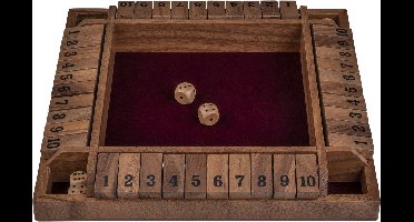 Shut the box 4 spelers Walnoot, 29 x 29 x 3,5 cm