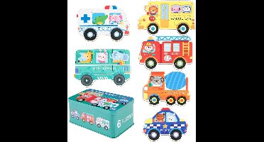 6 stuks houten puzzel speelgoed set - houten speelgoed puzzel voor kinderen - puzzel speelgoed voor Kerstmis - auto puzzel voor kinderen - voor vroege kindertijd - educatief puzzel speelgoed - kindergeschenken
