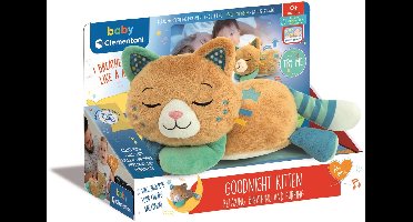 Baby Clementoni - Good Night Kitten - Slaap-knuffel met ademhaling, spingeluid en melodieën - voor ontspanning - vanaf 0 maanden