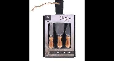 Excellent Houseware Kaasplank/serveerplank - van leisteen - met 3x kaasmesjes - 33 x 17 cm