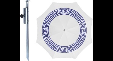 Strand / tuin / camping parasol Athene - met metalen grondharing - D180 cm - verstelbaar - UV straling bestendig