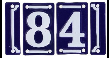 Best for Boots huisnummer 84 met sierrand - Oudhollands - emaille - blauw/wit