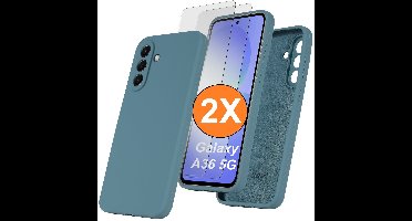 Hoesje geschikt voor Samsung Galaxy A36 Hoesje siliconen Pine Groen siliconen hoesje TPU - met Samsung A36 Screenprotector - 2 stuks