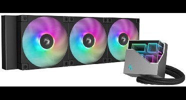 DeepCool LT360 ARGB Designer Liquid CPU Cooler, 360mm 5th Gen Pump 3400RPM AIO, FD12 ARGB Daisy Chainable Fans, Multidimensional Infinity Mirror Block, 5V A-RGB Software Control, Black/Grey