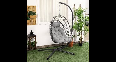 Hangmat - Hangende Tuinstoel – Hangstoel – Zweefstoel – Relaxstoel – Schommelstoel – Met Katoenen Kussen – Met Stalen Frame