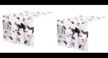 2-stuks Keukenapparatuurhoezen - Stofhoezen voor koelkasten - Hangende opbergzakken - Stofhoezen voor wasmachines - Met tas - Kersen- en bladmotief - Voor koelkast, magnetron, droger, wasmachine - Wit