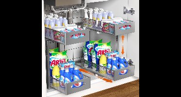 Boraboi® Slimme Uittrekbare Keukenkast Organizer voor Extra Opbergruimte onder de Wastafel en Gootsteen