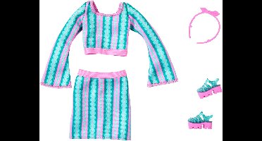 Barbie Kleding Outfit + Accessoires - Groen Rok Pak, Groene Schoenen en Haarband
