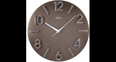 Mooi wandklok van het merk Atlanta 4397-3 BRUIN/ZILVER
